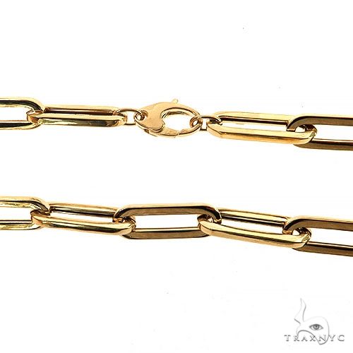 14k Yellow Gold Hollow Paperclip Link Chain  7.7mm 22 inches   68353 - Image 2