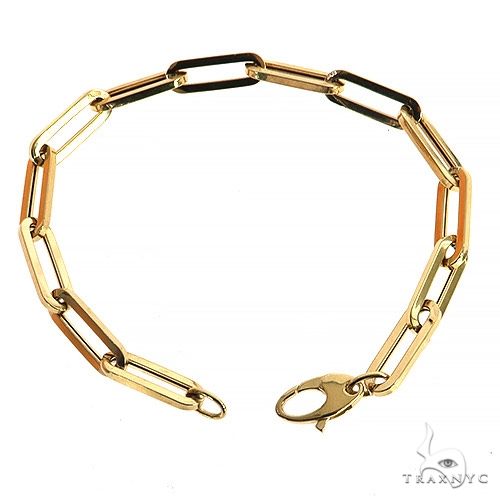 14k Yellow Gold Hollow Paperclip bracelet 5.8mm 7.5 inches   68347 - Image 2