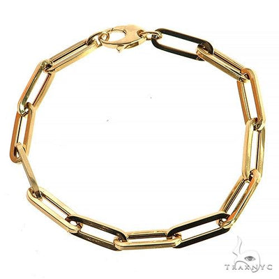 14k Yellow Gold Hollow Paperclip bracelet 6.5mm 8.5 inches   68349 - Image 1