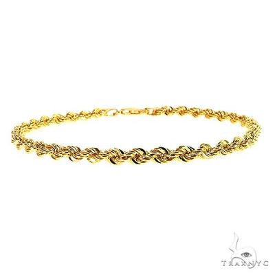 14k Yellow Gold Hollow Rope Bracelet 3.8mm 7 inches 70049 - Image 1