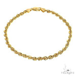 14k Yellow Gold Hollow Rope Bracelet 3.8mm 7 inches 70049 - Image 2