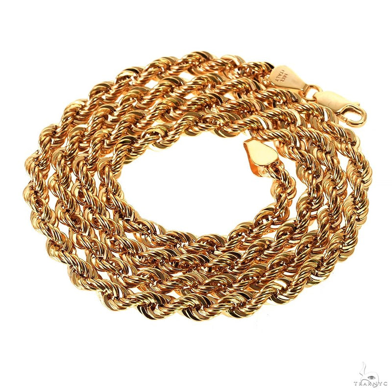14k Yellow Gold Hollow Rope Link Chain 4.7mm 22 Inches 70072 - Image 3