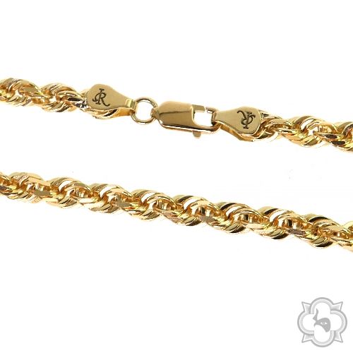 14k Yellow Gold Hollow Rope Link Chain 4.7mm 26 Inches 70074 - Image 3