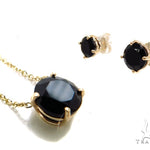 14k Yellow Gold Onyx Necklace & Earrings Set 40029 - Image 1