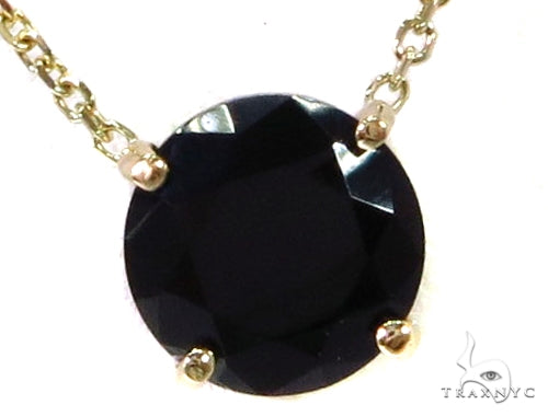 14k Yellow Gold Onyx Necklace & Earrings Set 40029 - Image 4