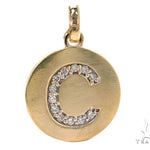 14k Yellow Gold Prong Diamond Initial C Pendant-39987 - Image 1