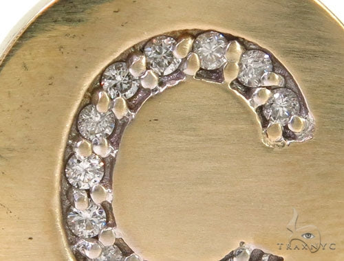 14k Yellow Gold Prong Diamond Initial C Pendant-39987 - Image 3