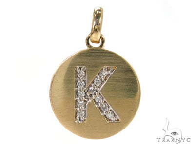 14k Yellow Gold Prong Diamond Initial K Pendant-39985 - Image 1
