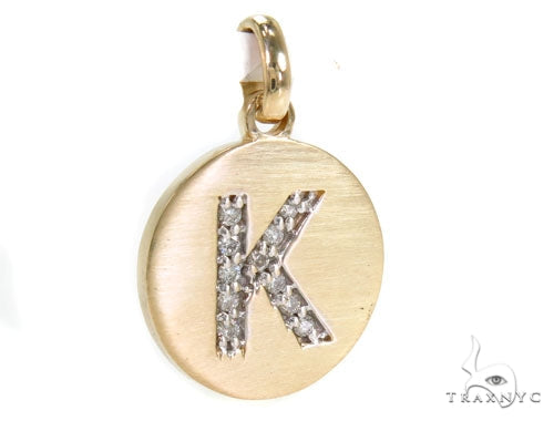 14k Yellow Gold Prong Diamond Initial K Pendant-39985 - Image 2