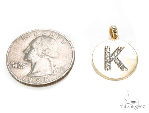 14k Yellow Gold Prong Diamond Initial K Pendant-39985 - Image 5