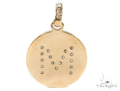 14k Yellow Gold Prong Diamond Initial M Pendant-39986 - Image 4