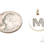 14k Yellow Gold Prong Diamond Initial M Pendant-39986 - Image 5