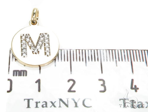 14k Yellow Gold Prong Diamond Initial M Pendant-39986 - Image 6
