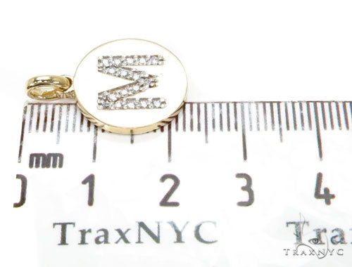 14k Yellow Gold Prong Diamond Initial M Pendant-39986 - Image 7