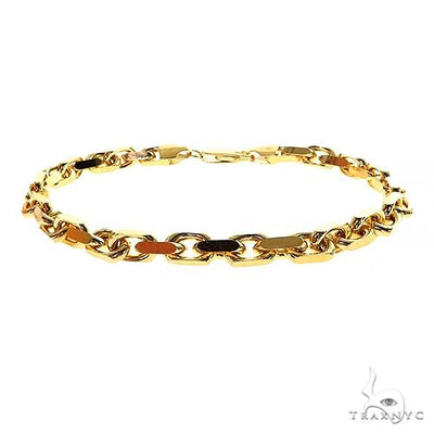 14k Yellow Gold Solid Anchor Link Diamond Cut Bracelet 5mm 8.5 inches 69614 - Image 1