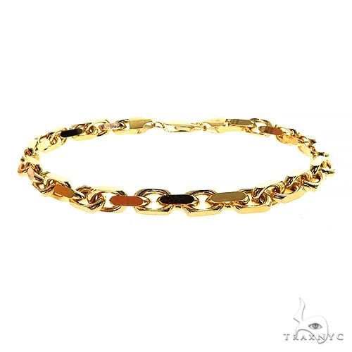 14k Yellow Gold Solid Anchor Link Diamond Cut Bracelet 5mm 8.5 inches 69614 - Image 1