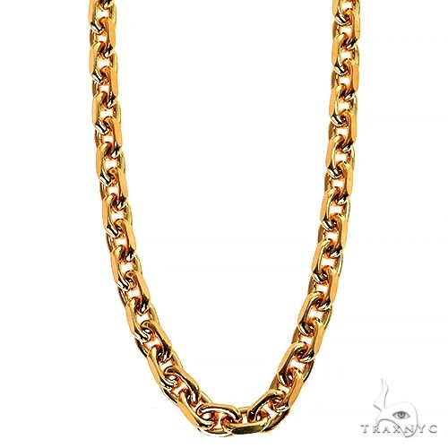 14k Yellow Gold Solid Anchor Link Diamond Cut Chain 4mm 24 inches 69615 - Image 1