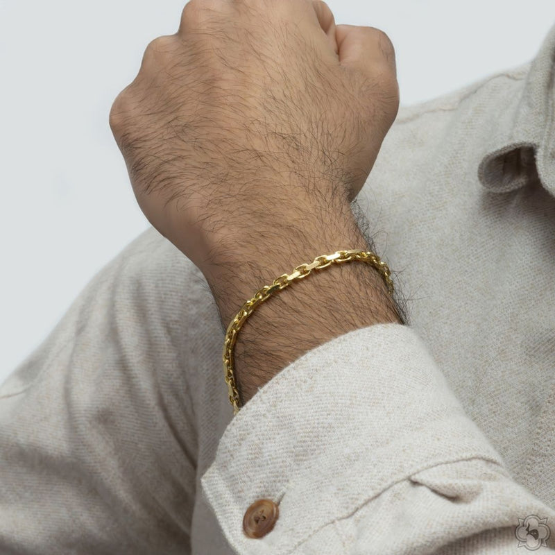 14k Yellow Gold Solid Anchor Link Diamond Cut Bracelet 3.7mm 8.25 inches 70255 - Image 2