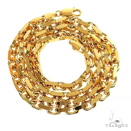 14k Yellow Gold Solid Anchor Link Diamond Cut Chain 5mm 18 inches 70121 - Image 3