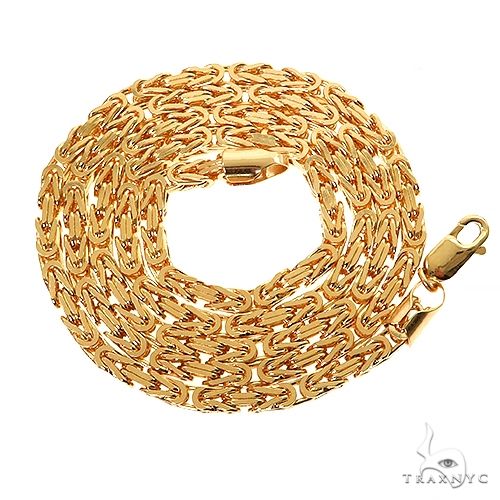 14k Yellow Gold Solid Byzantine link 4.6mm 24 inches 70145 - Image 4