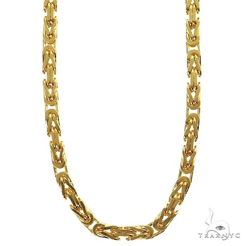 14k Yellow Gold Solid Byzantine link Chain 4mm 26 inches 70143 - Image 1