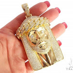 14k Yellow Gold Solid Diamond Jesus Pendant 65101 67177 - Image 6