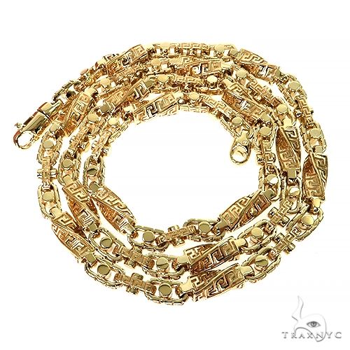 14k Yellow Gold Solid Greek Key link chain 36 inches 8.5mm 68461 - Image 5