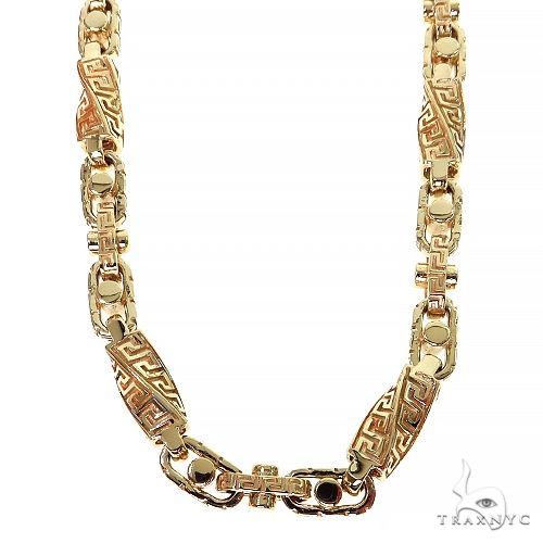 14k Yellow Gold Solid Greek Key link chain 36 inches 8.5mm 68461 - Image 2