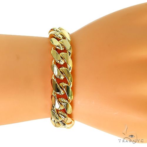 14k Yellow Gold Solid Miami Cuban Link Bracelet 8.25 Inches 14.6mm 70157 - Image 4