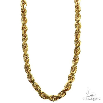 14k Yellow Gold Solid Rope Diamond Cut Link Chain 4mm 18 Inches 70132 - Image 1