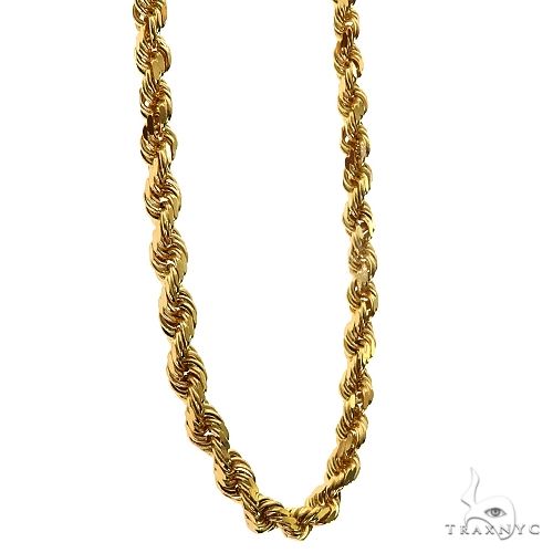 14k Yellow Gold Solid Rope Diamond Cut Link Chain 4mm 24 Inches 69865 - Image 2