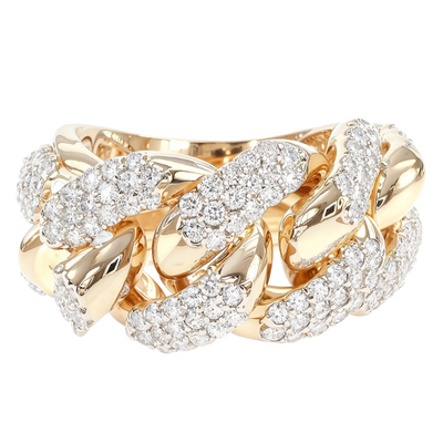 14k Yellow Gold 14.5mm Diamond Miami Cuban Ring 65016