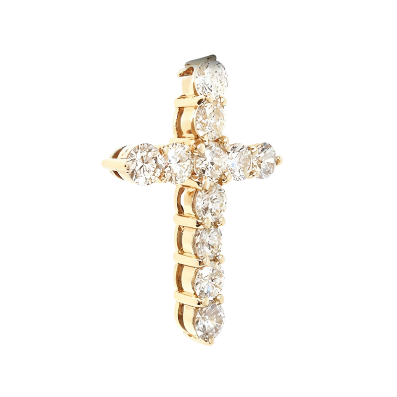 14k Yellow Gold Diamond Cross Pendant 64924