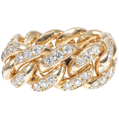 14k Yellow Gold Diamond Miami Cuban Link Ring 65119