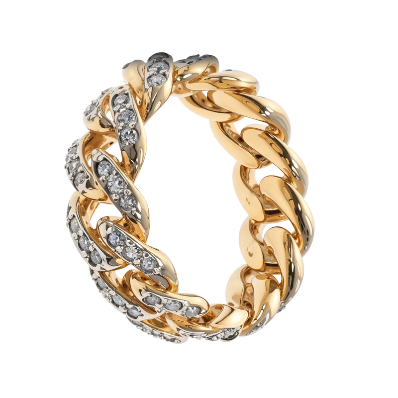 14k Yellow Gold Diamond Miami Cuban Ring 64736