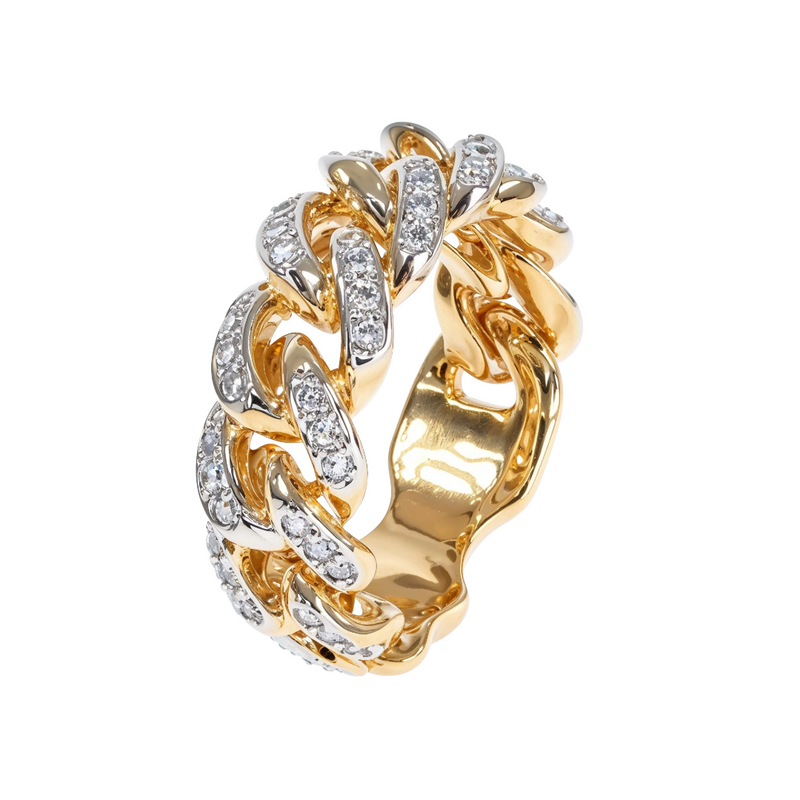 14k Yellow Gold Diamond Miami Cuban Ring 64776