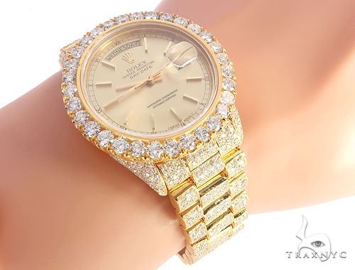 36mm Fully Iced Out 18K Yellow Gold Rolex Presidential Watch 65021 - Image 11
