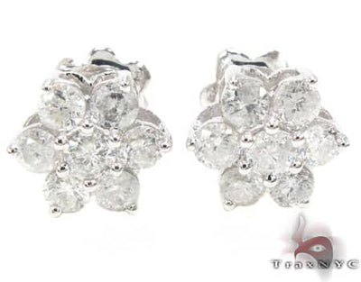 White Gold Medium Flower Cluster Earrings 17925 - Image 1