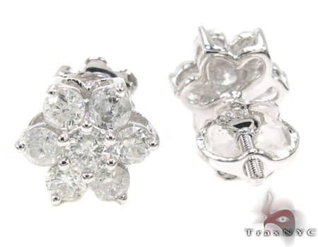 White Gold Medium Flower Cluster Earrings 17925 - Image 4