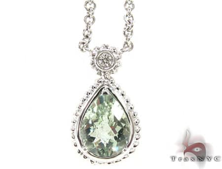 Green Quartz Diamond Necklace 18901 - Image 1