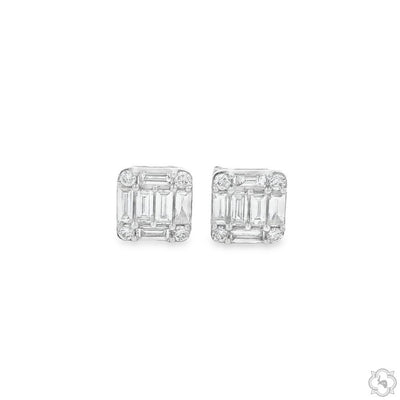 18K Gold Baguette Diamond Earrings 66732