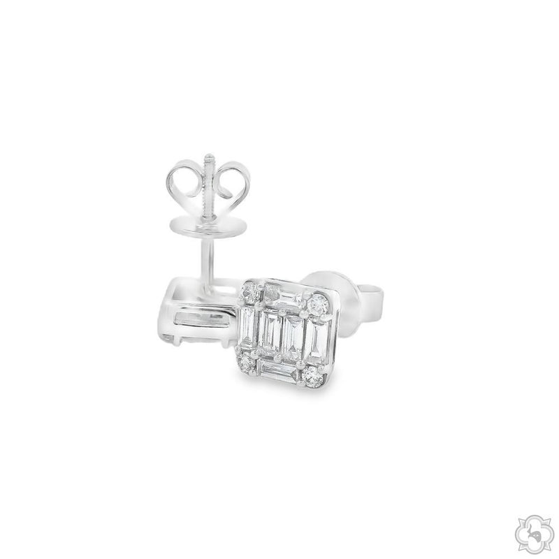 18K Gold Baguette Diamond Earrings 66732