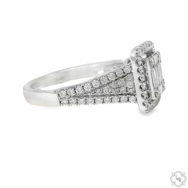 18K Gold Baguette Diamond Engagement Ring 67635 - Image 3