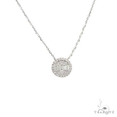 18K Gold Baguette Diamond Necklace With Adjustable Chain 67306 - Image 1