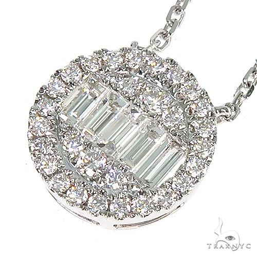 18K Gold Baguette Diamond Necklace With Adjustable Chain 67306 - Image 3