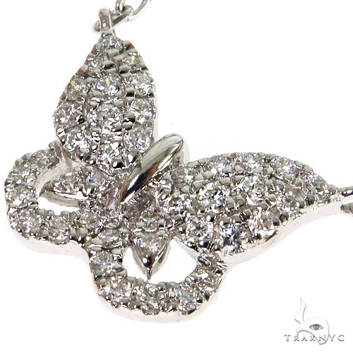 18K Gold Butterfly Baguette Diamond Necklace 67916 - Image 3