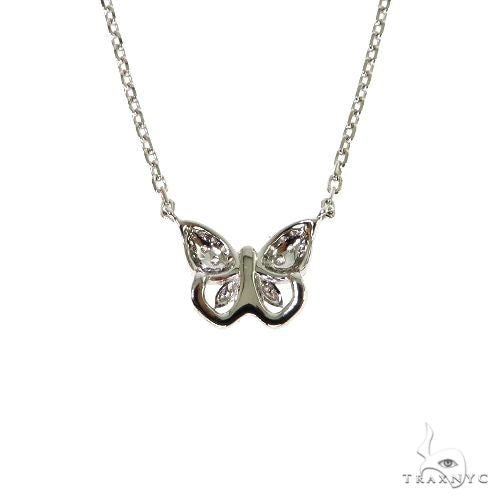 18K Gold Butterfly Baguette Diamond Necklace 67916 - Image 4