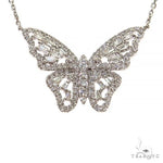 18K Gold Baguette Diamond Butterfly Necklace 68508 - Image 1