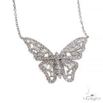 18K Gold Baguette Diamond Butterfly Necklace 68508 - Image 2