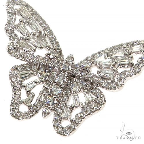 18K Gold Baguette Diamond Butterfly Necklace 68508 - Image 3